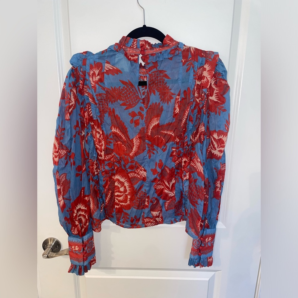 Farm Rio Lace Garden long-sleeve ruffled blouse - Picture 7 of 9